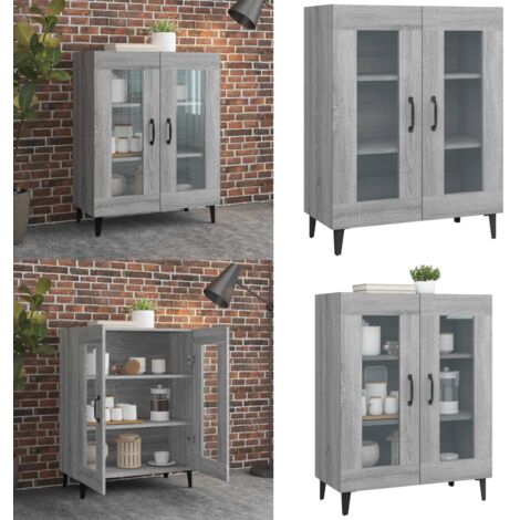 Credenza Grigio Sonoma 69,5x34x90 cm in Legno Multistrato - Credenza grigio - Credenza con ante in vetro