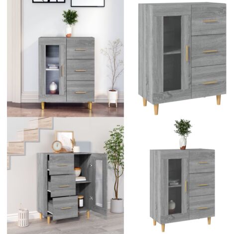 Credenza Grigio Sonoma 69,5x34x90 cm in Legno Multistrato - Credenza grigio sonoma - Credenza con cassetti