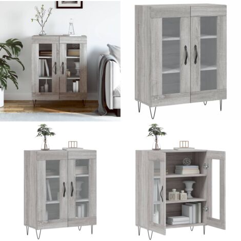 Credenza Grigio Sonoma 69,5x34x90 cm in Legno Multistrato - Credenza in legno - Credenza grigia
