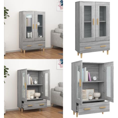 Credenza Grigio Sonoma 70x31x115 cm in Legno Multistrato - Credenza grigia - Credenza moderna