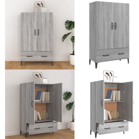 Credenza Grigio Sonoma 70x31x115 cm in Legno Multistrato - Credenza grigia - Credenza multistrato