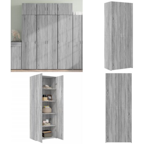 Credenza Grigio Sonoma 70x42,5x185 cm in Legno Ingegnerizzato - Credenza grigia - Credenza moderna