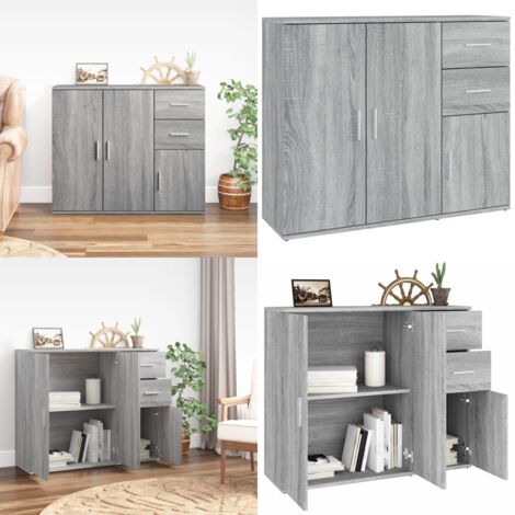 Credenza Grigio Sonoma 91x29,5x75 cm in Legno Multistrato - Credenza grigia - Credenza moderna