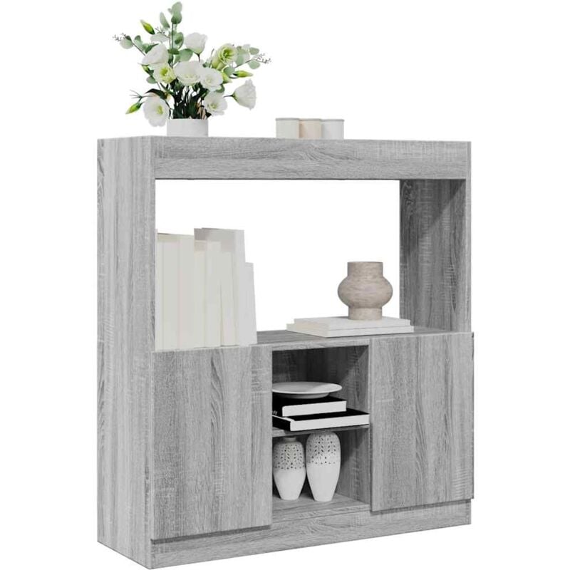 Credenza Grigio Sonoma 92x33x100 cm in Legno Multistrato