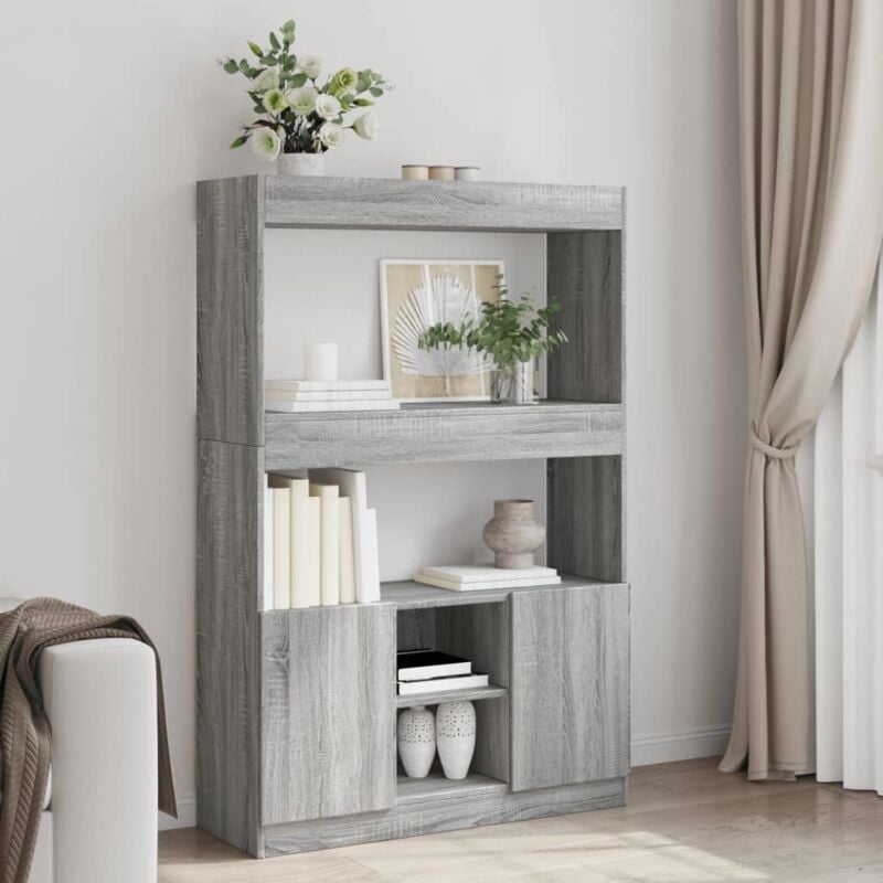 Credenza Grigio Sonoma 92x33x140 cm in Legno Multistrato