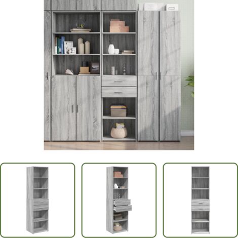 Credenza grigio sonoma -  Credenza Grigio Sonoma 50x42,5x185 cm in Legno Multistrato