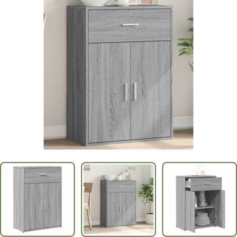 Credenza grigio sonoma -  Credenza Grigio Sonoma 60x30x84 cm in Legno Multistrato