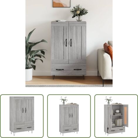 Credenza grigio sonoma -  Credenza Grigio Sonoma 69,5x31x115 cm in Legno Multistrato