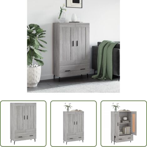 Credenza grigio sonoma -  Credenza Grigio Sonoma 69,5x31x115 cm in Legno Multistrato