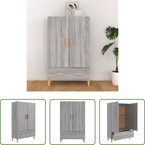 Credenza grigio sonoma -  Credenza Grigio Sonoma 70x31x115 cm in Legno Multistrato