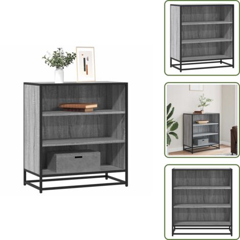 Credenza grigio sonoma - vidaXL Credenza Grigio Sonoma 68x35x76 cm in Truciolato e Metallo - Credenza con ripiani
