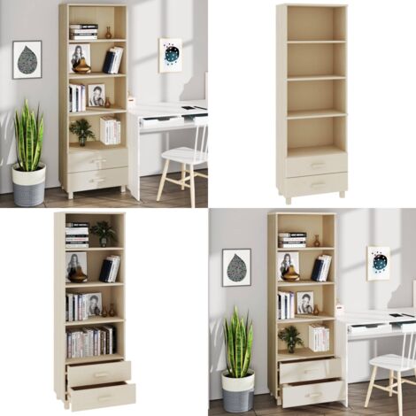 Credenza HAMAR ambra 60x35x180 cm in Legno Massello di Pino - Scaffale in legno - Cassettiera in legno