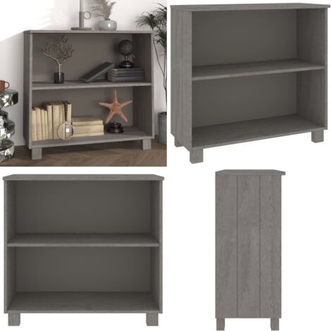 Credenza HAMAR Grigio Chiaro 85x35x80 cm Legno Massello di Pino - Credenza moderna - Credenza in pino