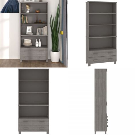 Credenza HAMAR in Legno Massello di Pino Grigio Chiaro - Scaffale in legno - Credenza in pino