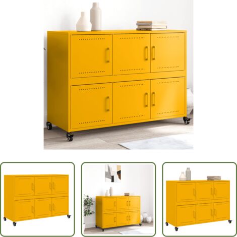 Credenza in acciaio -  Credenza Giallo Senape 100,5x39x72 cm Acciaio Laminato a Freddo