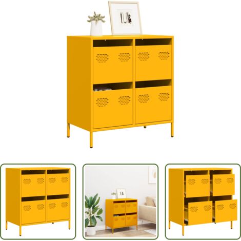 Credenza in acciaio -  Credenza Giallo Senape 68x39x73,5 cm Acciaio Laminato a Freddo