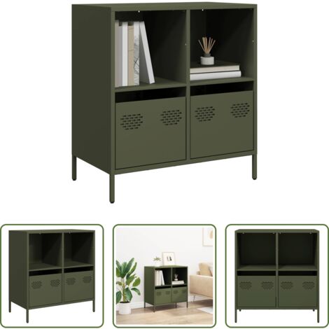 Credenza in acciaio laminato - Credenza Verde Oliva 68x39x73,5 cm in Acciaio Laminato a Freddo