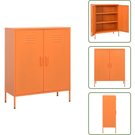 Credenza in acciaio - vidaXL Armadietto Arancione 80x35x101,5 cm in Acciaio - Armadietto con ripiani regolabili