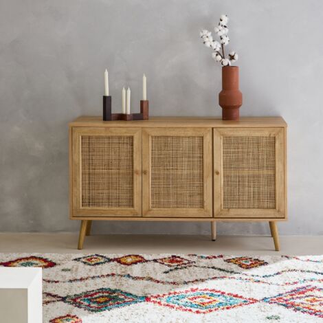 SWEEEK Credenza in cannage 3 porte, 120cm