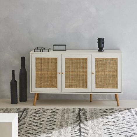 Credenza in cannage 3 porte, 120cm
