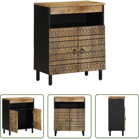 Credenza in ferro -  Credenza 60x33,5x75 cm in Legno Massello di Mango Grezzo