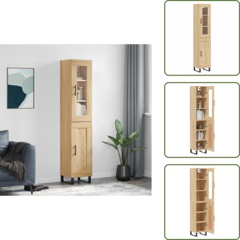Credenza in ferro - vidaXL Credenza Rovere Sonoma 34,5x34x180 cm in Legno Multistrato - Credenza con piedini