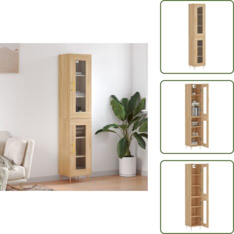 Credenza in ferro - vidaXL Credenza Rovere Sonoma 34,5x34x180 cm in Legno Multistrato - Credenza con piedini