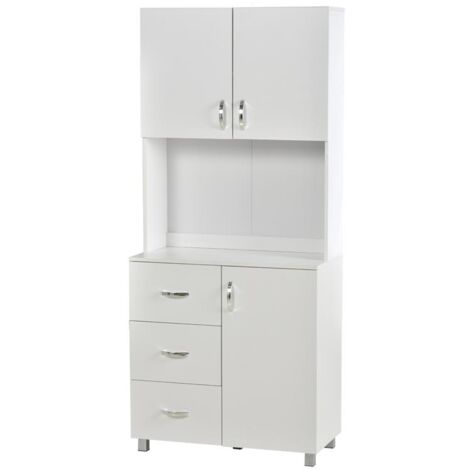 CREDENZA IN LEGNO CON 2 ARMADIETTI 1 RIPIANO APERTO E 3 CASSETTI BIANCO