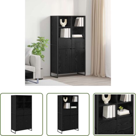 Credenza in legno -  Credenza 2 pcs Rovere Nero 81 x 36 x 150.5 cm Legno multistrato