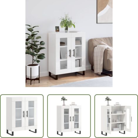 Credenza in legno -  Credenza 69,5x34x90 cm in Legno Multistrato Bianco Lucido