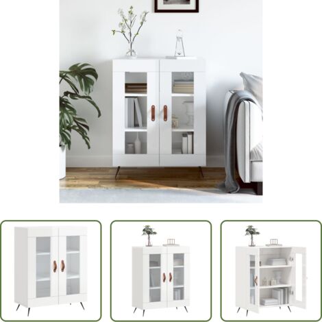 Credenza in legno -  Credenza 69,5x34x90 cm in Legno Multistrato Bianco Lucido