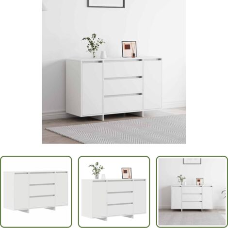Credenza in legno -  Credenza con cassetto Bianco 120 x 41 x 75 cm Legno multistrato