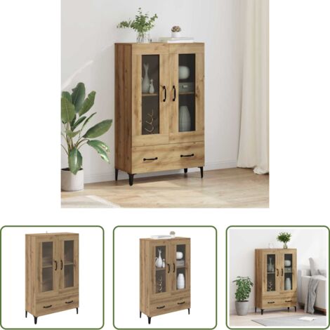 Credenza in legno -  Credenza con cassetto Rovere artigianale 70 x 31 x 115 cm