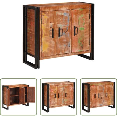 Credenza in legno -  Credenza con porte Marrone Legno Recuperato Massello e Metallo