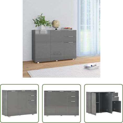 Credenza in legno -  Credenza Grigio Lucido 107x35x80,5 cm