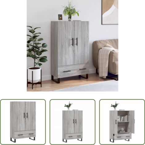 Credenza in legno -  Credenza Grigio Sonoma 69,5x31x115 cm in Legno Multistrato