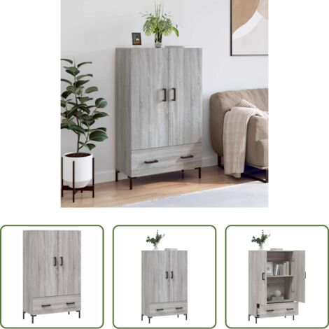 Credenza in legno -  Credenza Grigio Sonoma 69,5x31x115 cm in Legno Multistrato