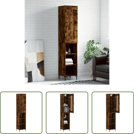 Credenza in legno -  Credenza Rovere Fumo 34,5x34x180 cm in Legno Multistrato