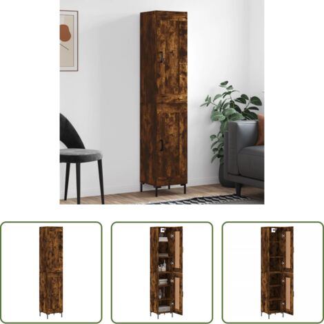 Credenza in legno - Credenza Rovere Fumo 34,5x34x180 cm in Legno Multistrato