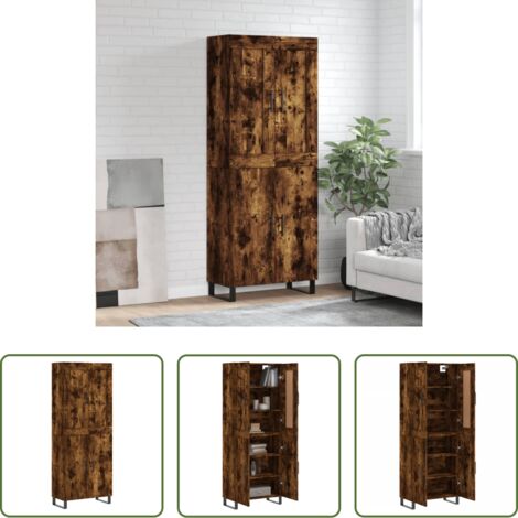 Credenza in legno - Credenza Rovere Fumo 69,5x34x180 cm in Legno Multistrato