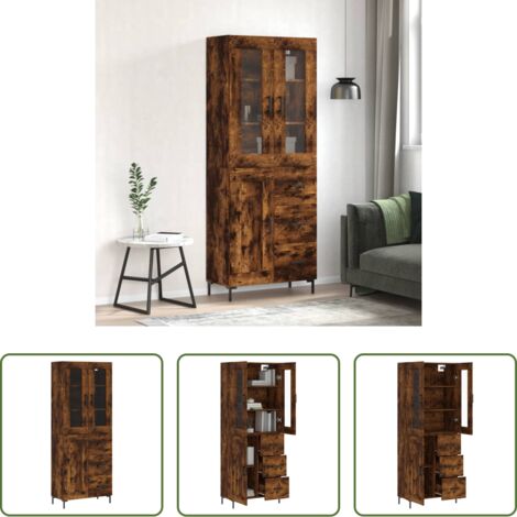 Credenza in legno -  Credenza Rovere Fumo  69,5x34x180 cm in Legno Multistrato
