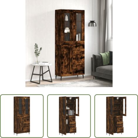 Credenza in legno - Credenza Rovere Fumo 69,5x34x180 cm in Legno Multistrato