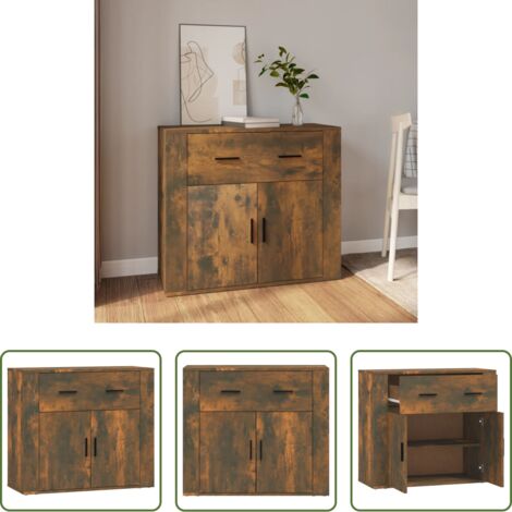 Credenza in legno -  Credenza Rovere Fumo 80x33x70 cm in Legno Multistrato