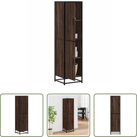 Credenza in legno -  Credenza Rovere Marrone 35,5x35x139cm Legno Multistrato Metallo