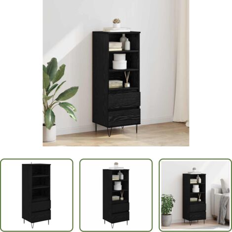 Credenza in legno - Credenza Rovere Nero 40 x 36 x 110 cm Legno multistrato