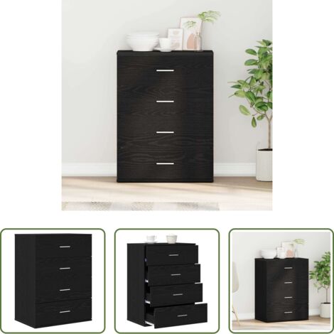 Credenza in legno -  Credenza Rovere Nero 60 x 39 x 80 cm Legno multistrato