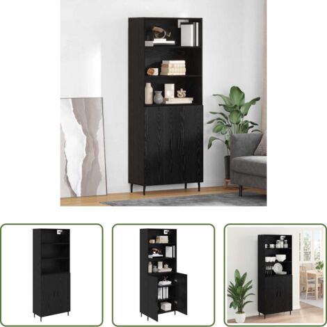 Credenza in legno -  Credenza Rovere Nero 69,5 x 34 x 180 cm