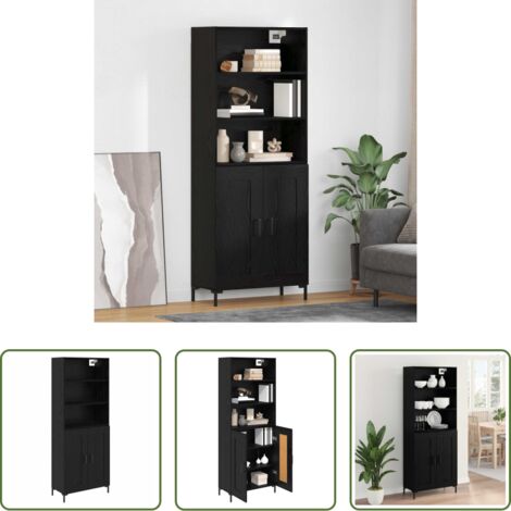 Credenza in legno -  Credenza Rovere Nero 69,5 x 34 x 180 cm Legno multistrato