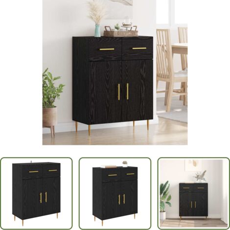 Credenza in legno -  Credenza Rovere Nero 69,5 x 34 x 90 cm Legno multistrato