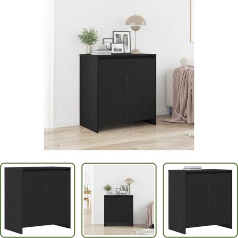 Credenza in Legno -  Credenza Rovere Nero 70x41x75 cm Legno Massello di Acacia